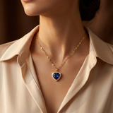 Collier en cœur de saphir doré