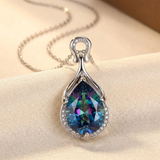 Collier en Saphir Argenté en Forme de Goutte