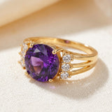 Bague en or avec améthyste à tige fendue