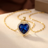 Collier en cœur de saphir doré