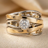 Bague en Argent et Or avec Monture en Enveloppement