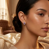 Boucles d'oreilles Halo en Or et Améthyste