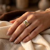 Bague rustique en argent et or