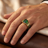 Bague géométrique en or émeraude