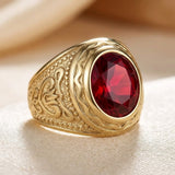 Bague en or avec gravure en rubis