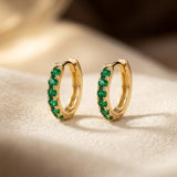 Boucles d'oreilles créoles en or et émeraude