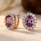 Boucles d'oreilles Halo en Or et Améthyste