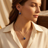 Collier et Boucles d'Oreilles en Saphir Doré en Forme de Cœur