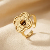 Bague ouverte florale en or