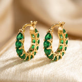 Boucles d'oreilles créoles en or émeraude