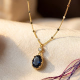 Collier Pendante Ovale en Or et Saphir