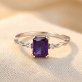 Bague en Argent Améthyste Taille Émeraude