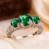 Bague Trois-Pierre Émeraude Argent