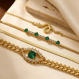 Bracelet Set en Émeraude Dorée
