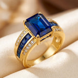 Bague en Or avec Saphir Taillée en Carré