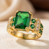 Bague géométrique en or émeraude