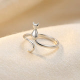 Bague Motif Chat Argenté