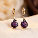 Boucles d'oreilles en or avec goutte d'améthyste