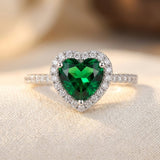 Bague Halo en Émeraude Argentée
